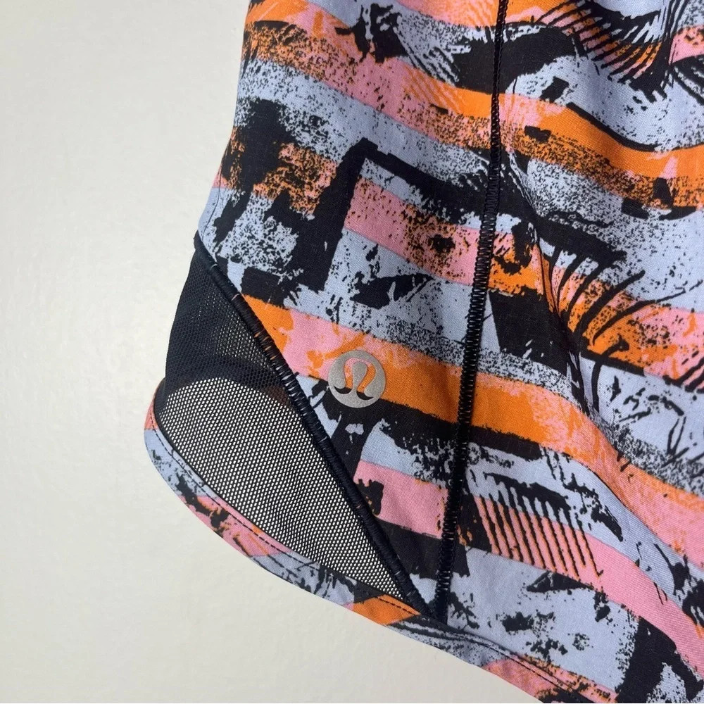 Lululemon Hotty Hot Multi Shorts size 10 tall Black Blue Orange print